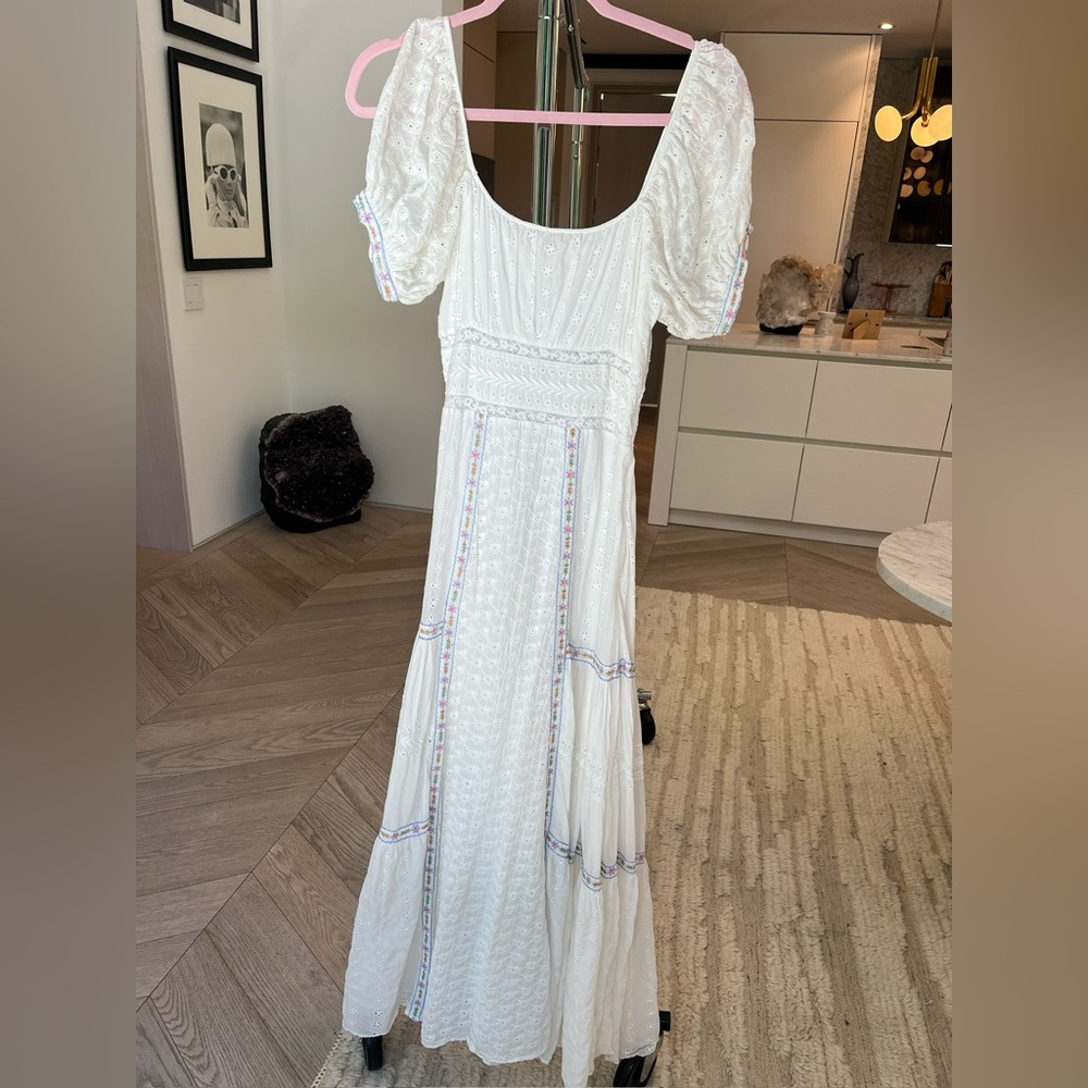 LoveShackFancy White Tiered Ruffled Maxi Dress